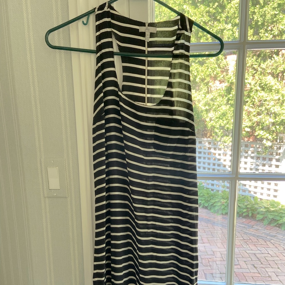 Joie silk black and white stripe mini dress, M